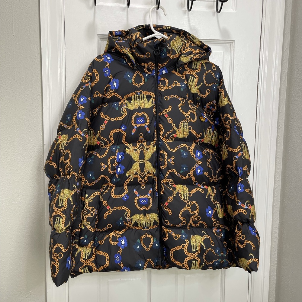 Women’s Adidas Down Puffer Jacket Leopard Chain